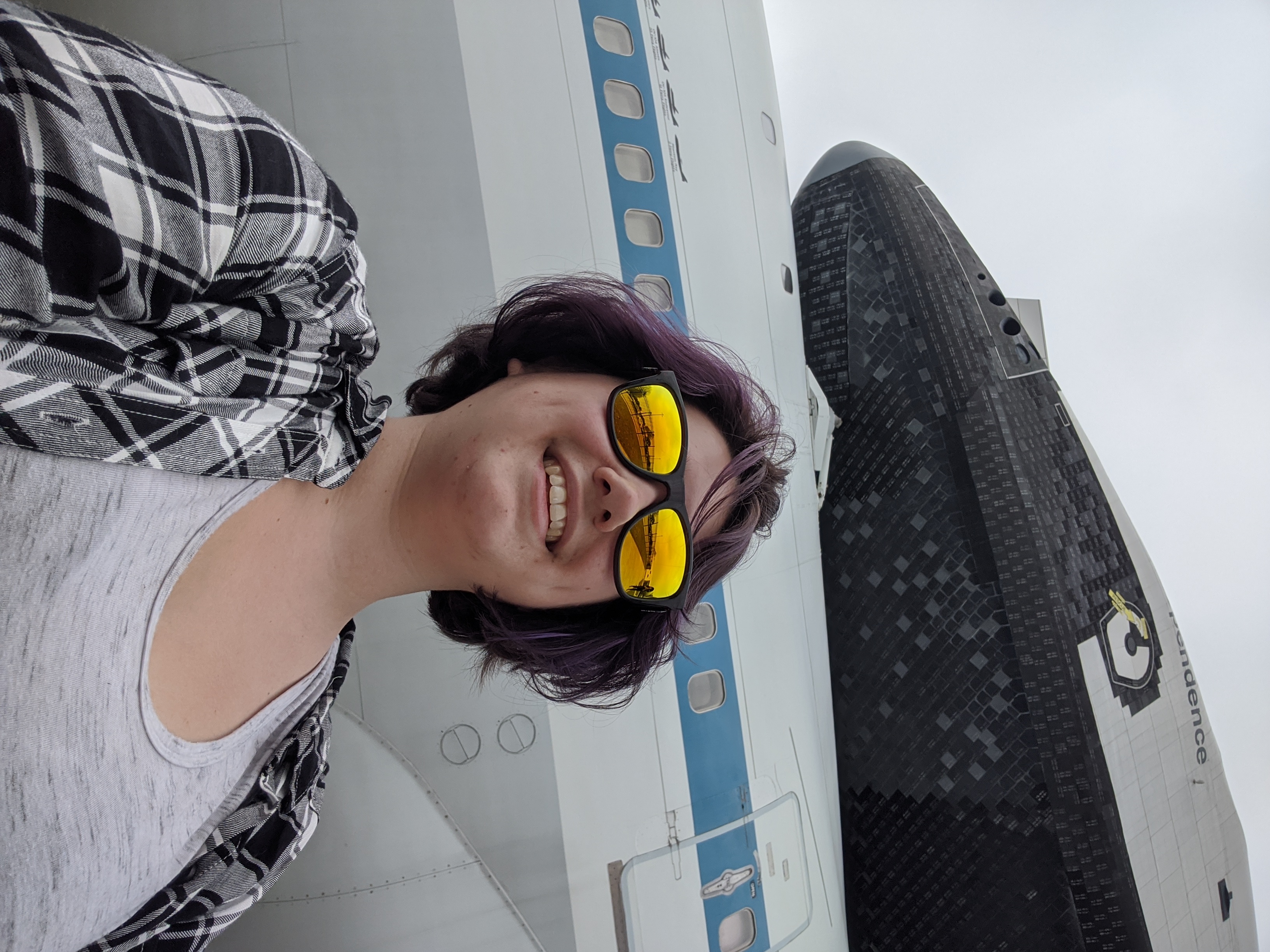 Amanda under the spaceshuttle at Johnson Space Center